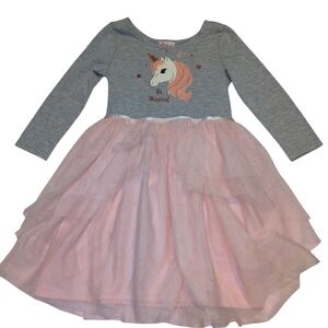 Pink and Gray Unicorn Kids Dress